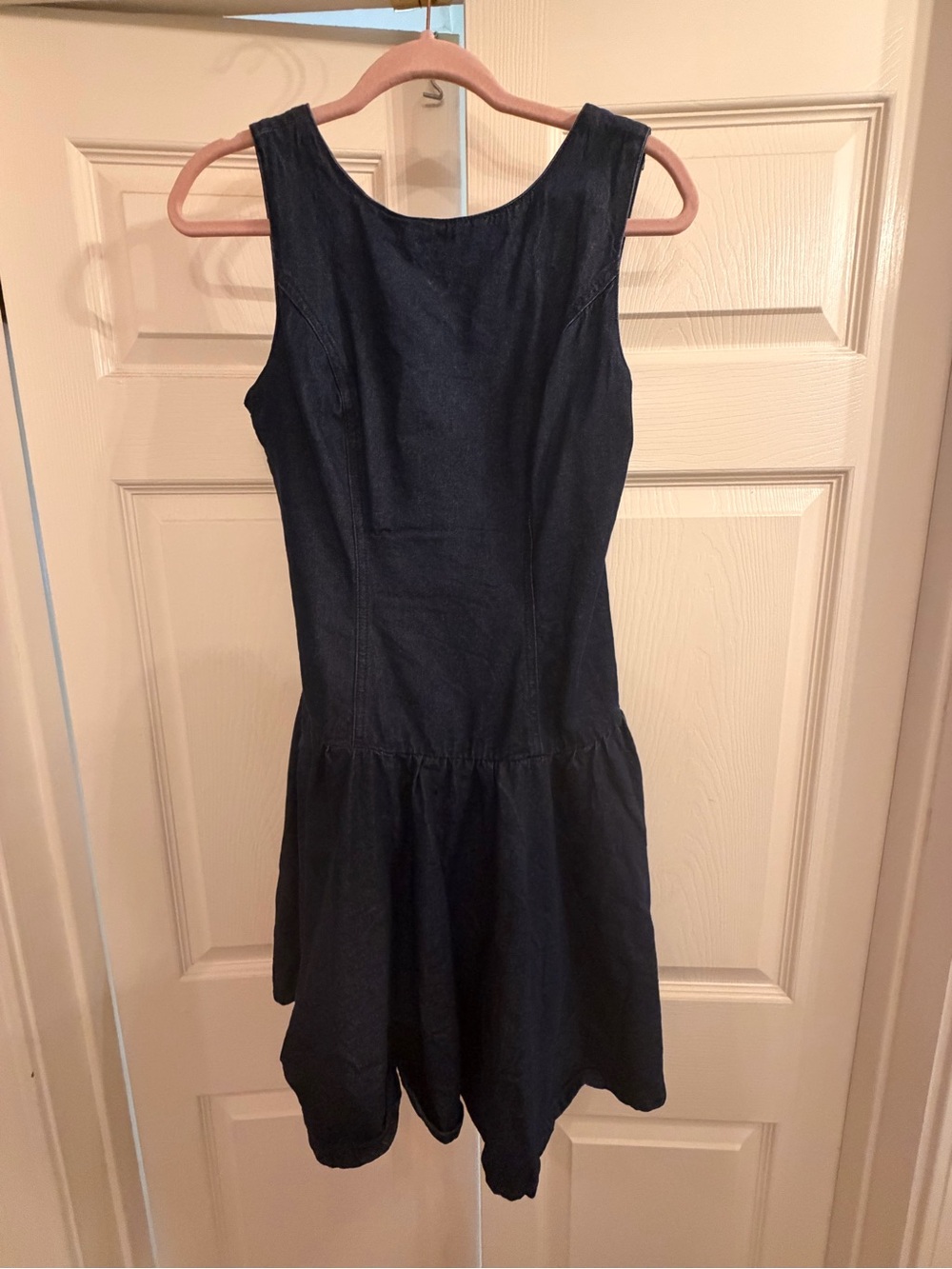 Classic Sleeveless Denim Dress - Navy